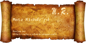 Metz Richárd névjegykártya
